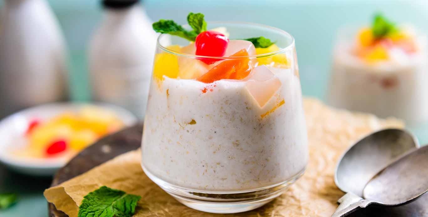 Overnight Coconut Milk Oats with Fruit Cocktail